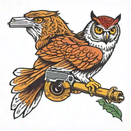 Owl Holding Gun