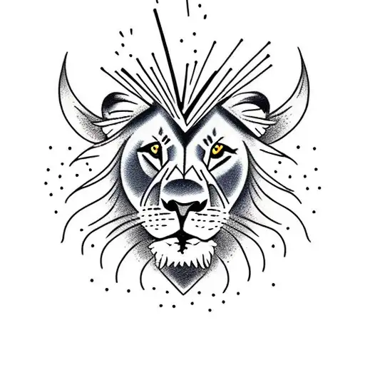 Small Lion With Fireworks And A Bonfire And A Saying