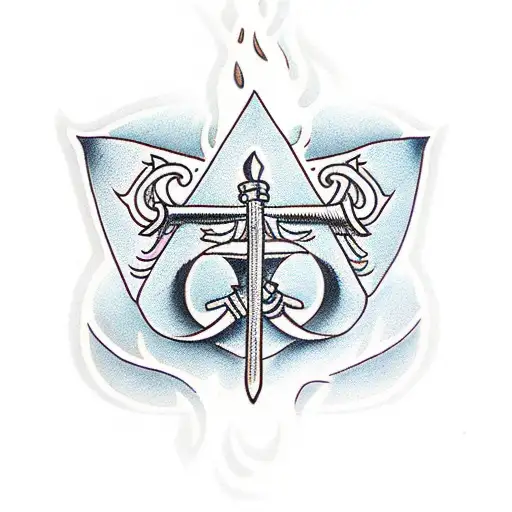 Downward Pointing Dagger With Enscription