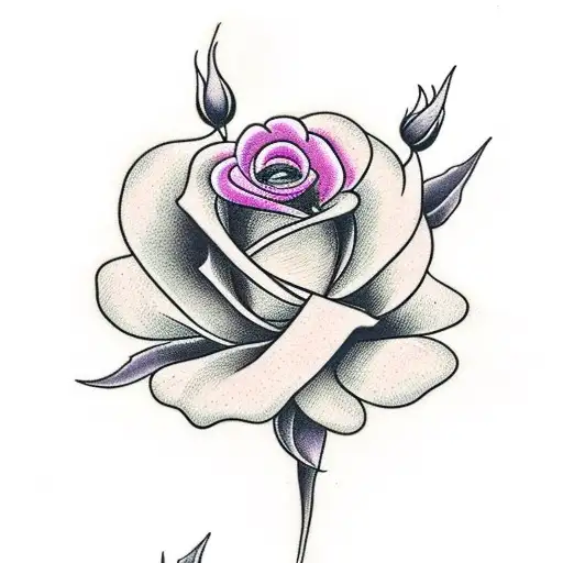 Black Dalia With A Rose And Lilac In A Bouquet