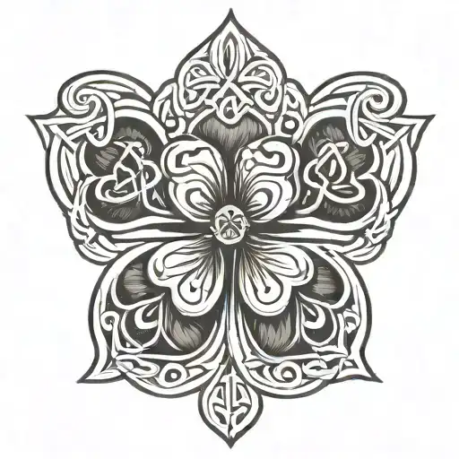 3 Leaf Clover Outlined With A Celtic Knot