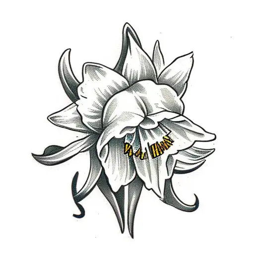 Daffodil And Woman Symbol Intertwined