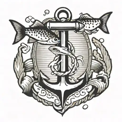 Anchor And Fish Jumping