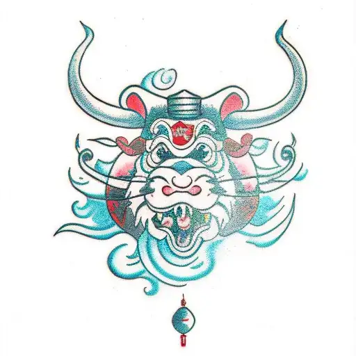 Chinese New Year Of The Rat Riding A Bull