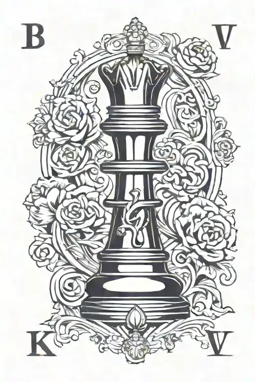 King Chess Piece With Initial B And Initial V Incorporated
