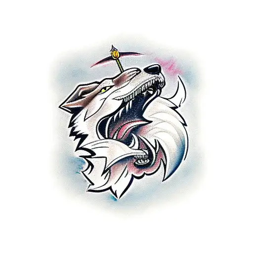 Wolf With Sword In Mouth
