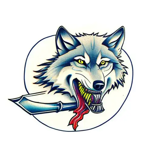 Wolf With Sword In Mouth
