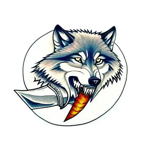 Wolf With A Sword In Its Mouth