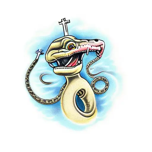 Church Tower With A Snake Around It