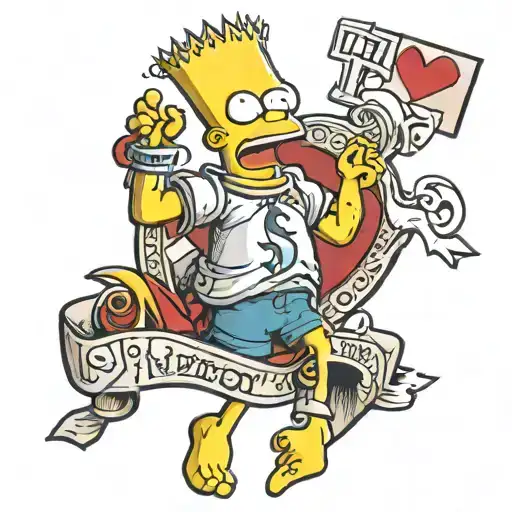 Bart Simpson With Letter Nakyrah And Mila Name With Crown