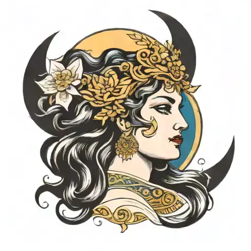 Greek Goddess Phoebe Godess Of The Moon With Colour