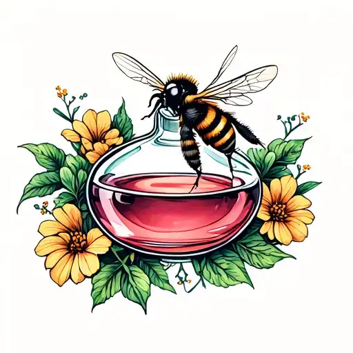 Potion Bottle With Bee Perched