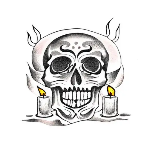 Mexican Skull With Candles