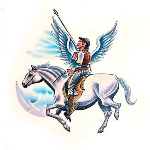 Tattoo Angel Michael And Saint George On His Horse