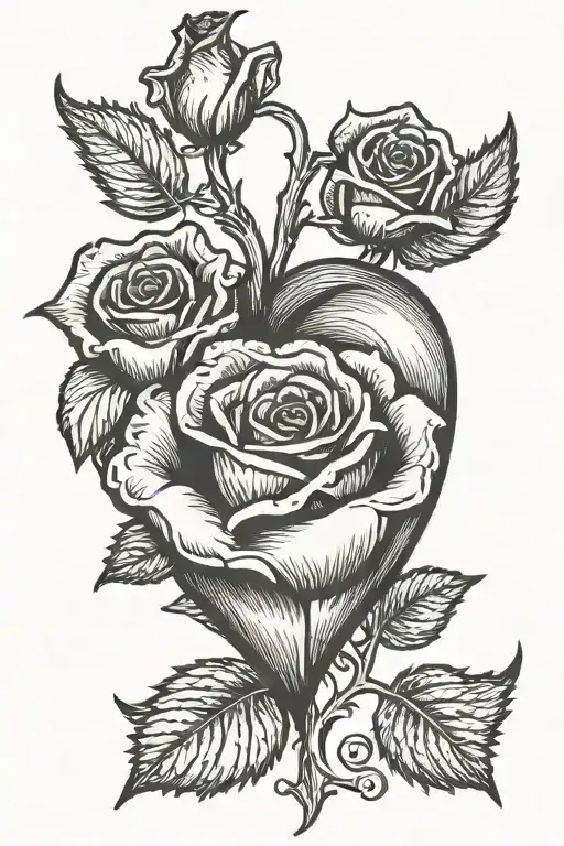 Heart With Rose Growing Out Of It