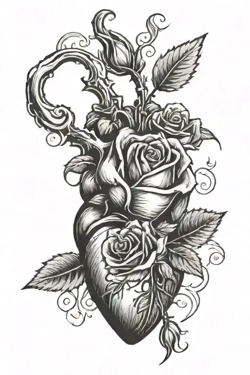 Heart With Rose Growing Out Of It