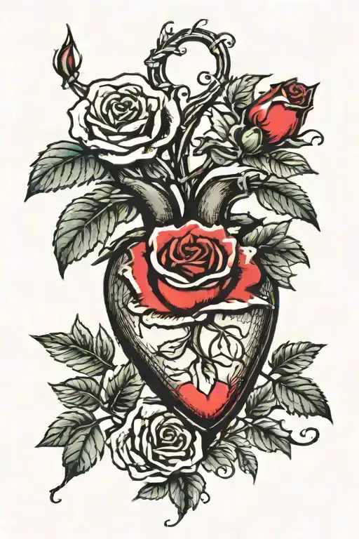 Heart With Rose Growing Out Of It