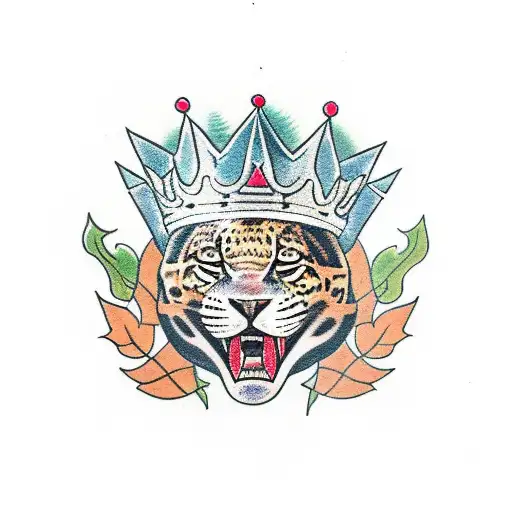 Jaguar With A Crown With Leaves Around