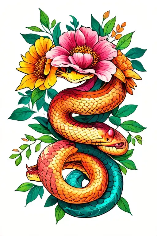 Two Headed Snake With Flowers