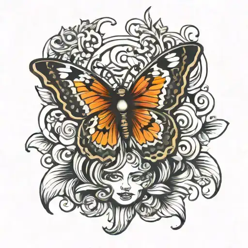 Butterfly Combined With Medusa Head