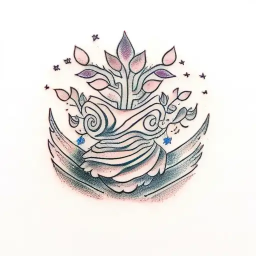 A Tattoo Drawing Of A Sprouting Tree Stump