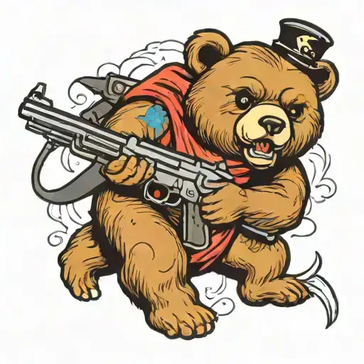 Kawaii Bear Holding Gun