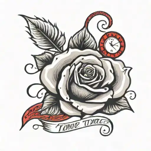 Red Rose With Script Time After Time