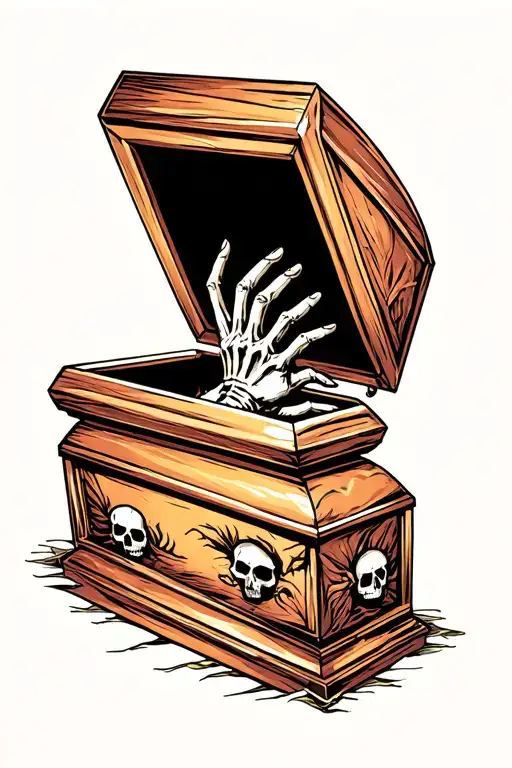 Skeleton Hand Opening Large Coffin