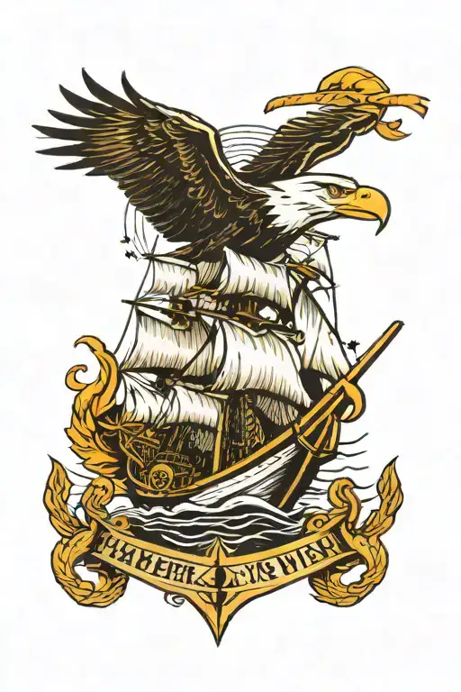 Sail Boat Sailor Navy Anchor Warship Warhawk Eagle American Traditional Tattoo Sleeve