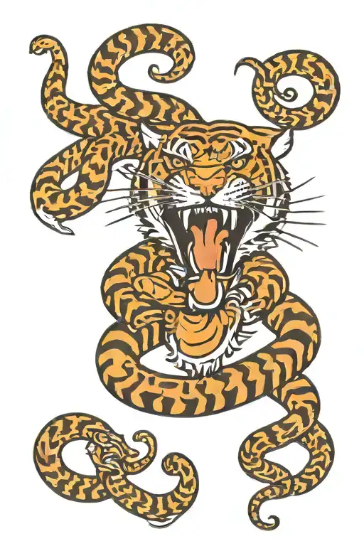 Tiger Head Snake Coiled