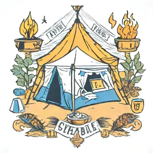 Tent Scrabble Game Coffee Fish Campfire