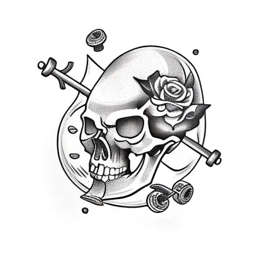 Skull With A Skateboard