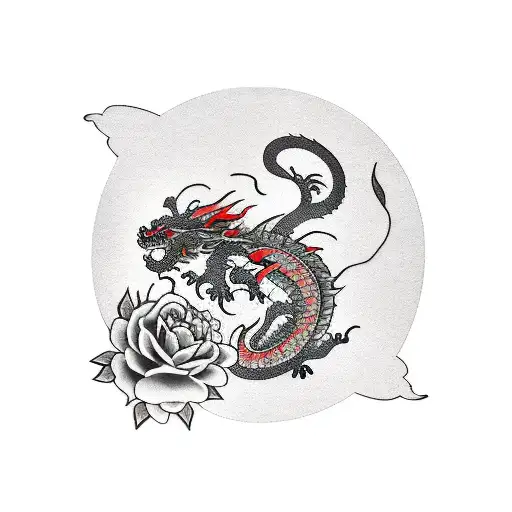 Japanese Tattoo Sleeve With A Dragon And A Tiger And Flowers