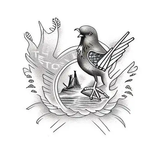 Kiwi Bird With Dutch Windmill