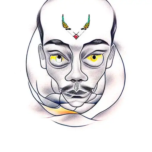 An Abstract Surrealistic Face Portrait Showcasing The Journey Of Life From The Past To The Future