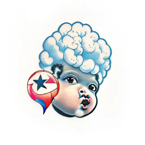 Baby Black Face With Afro Hair With A Bufallo Head