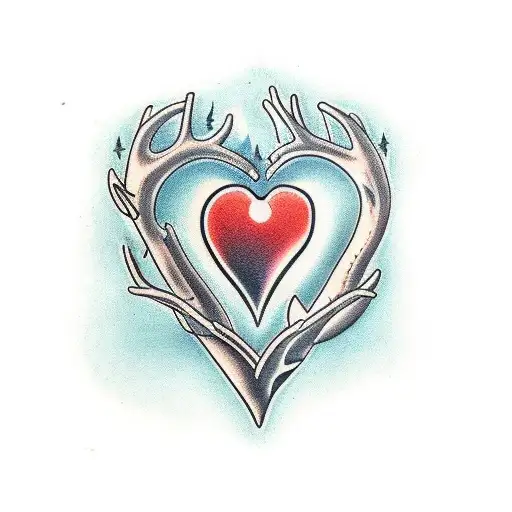 Heart Made From Deer Antlers And A Dolphin