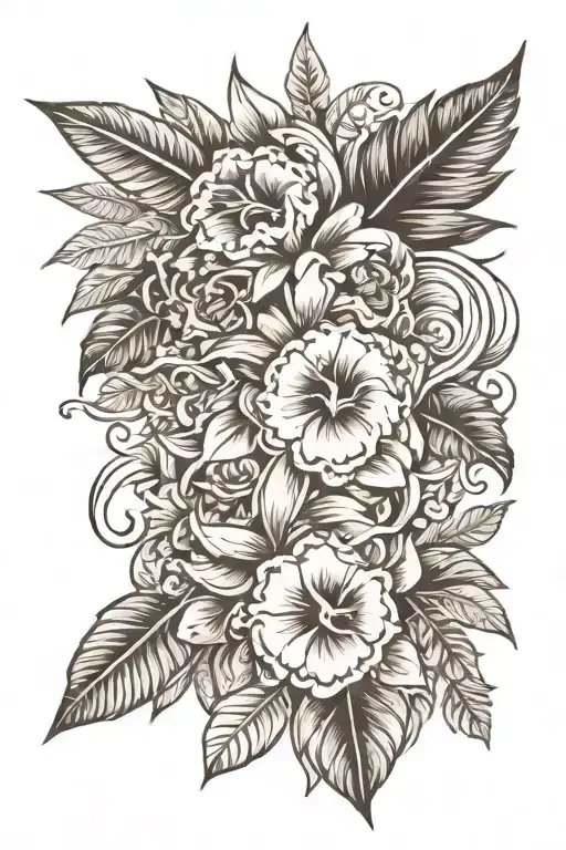 Mens Traditional Black And White Tropical Sleeve