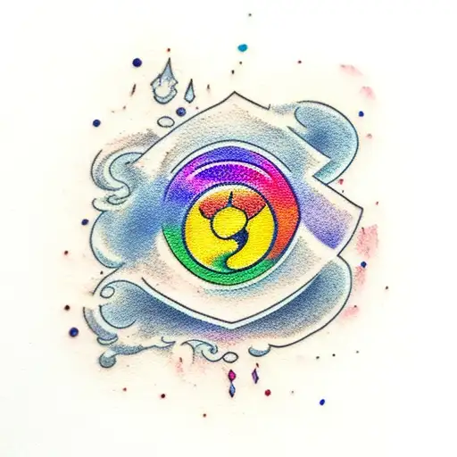 Meeple With A Water Color Rainbow Background