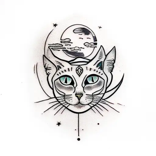 Moon Cycle And Cat