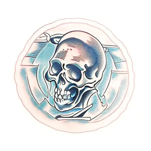 Skeleton Sailing A Ship Inside A Bottle