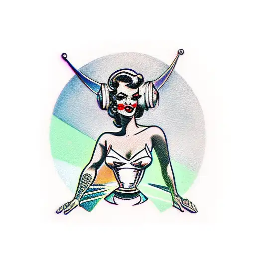 Green Space Alien As A 1950S Retro Pin-up Girl