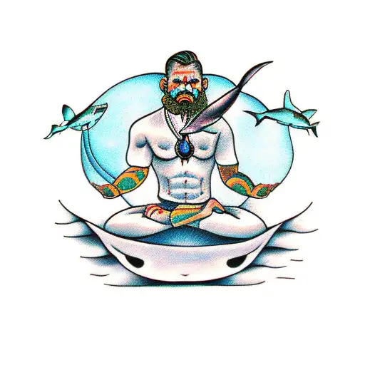 Dive Instructor Doing Yoga With A Shark