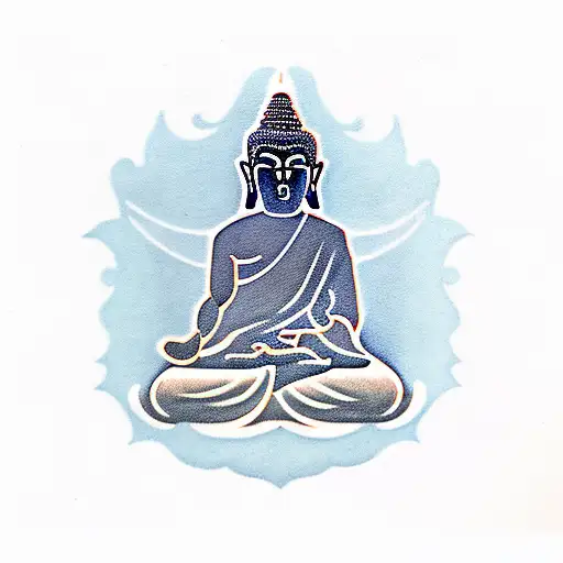 Silhouette Of Buddha Sitting Under Bodhi Tree