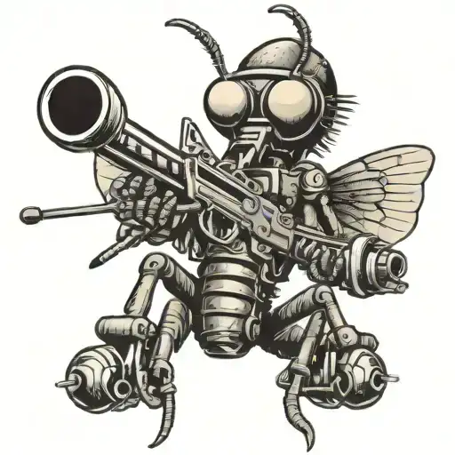 Mosquito Holding A Machine Gun