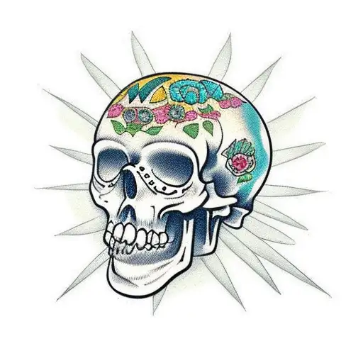 Cute Mexican Scull Decorated For The Day Of Death