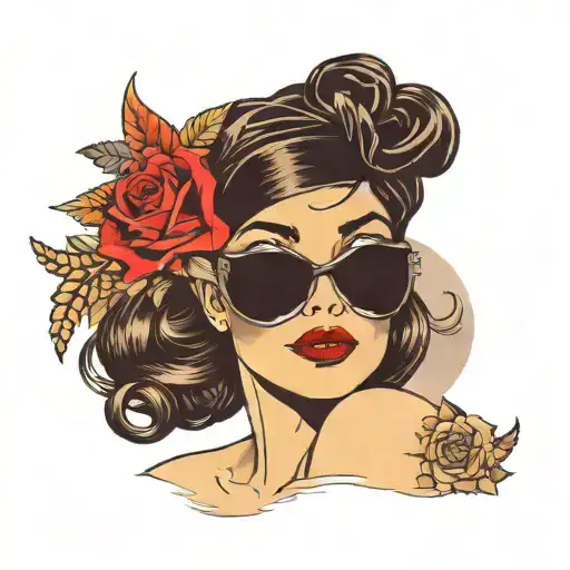 A Woman With Red Lipstick And A Black Blindfold Covering Her Eyes