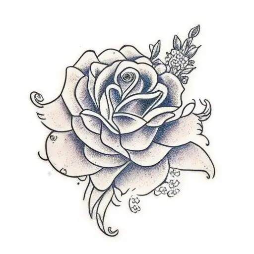 Traditional Tattoo Of A Mom Holding A Bouquet Of Her Favorite Flowers