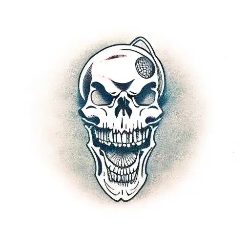 Skull With A Basketball In Its Mouth