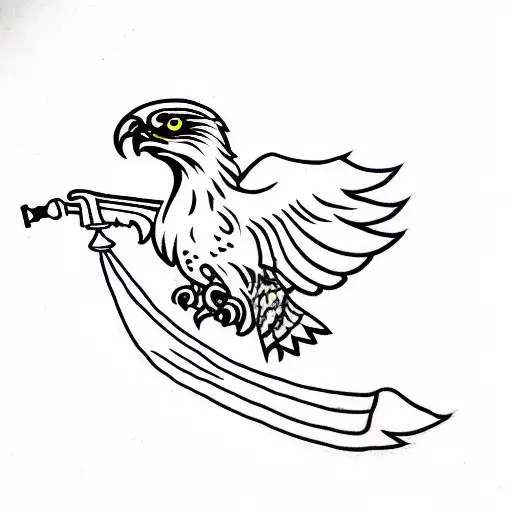 Hawk Flying With King's Crown Tied To Feet With Leather Belt